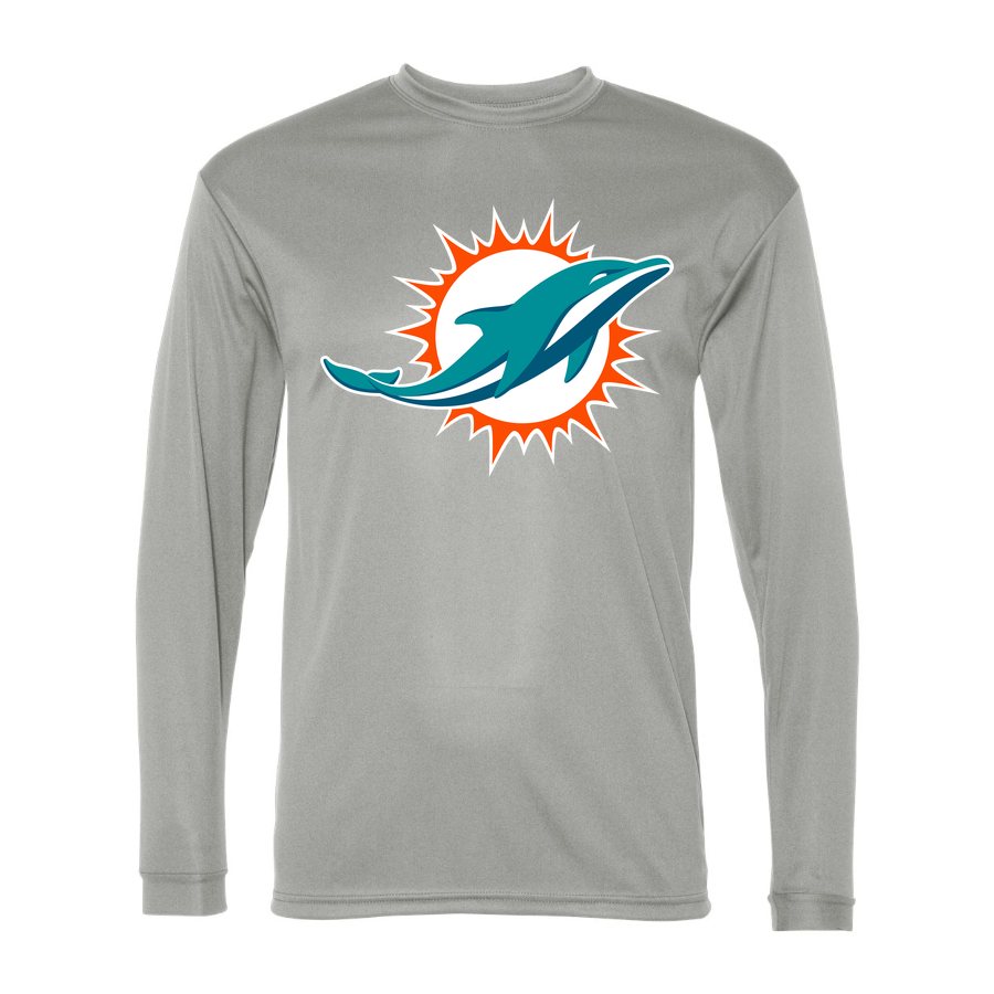 Men's Miami Dolphins Polyester Long Sleeve T-Shirt - Silver