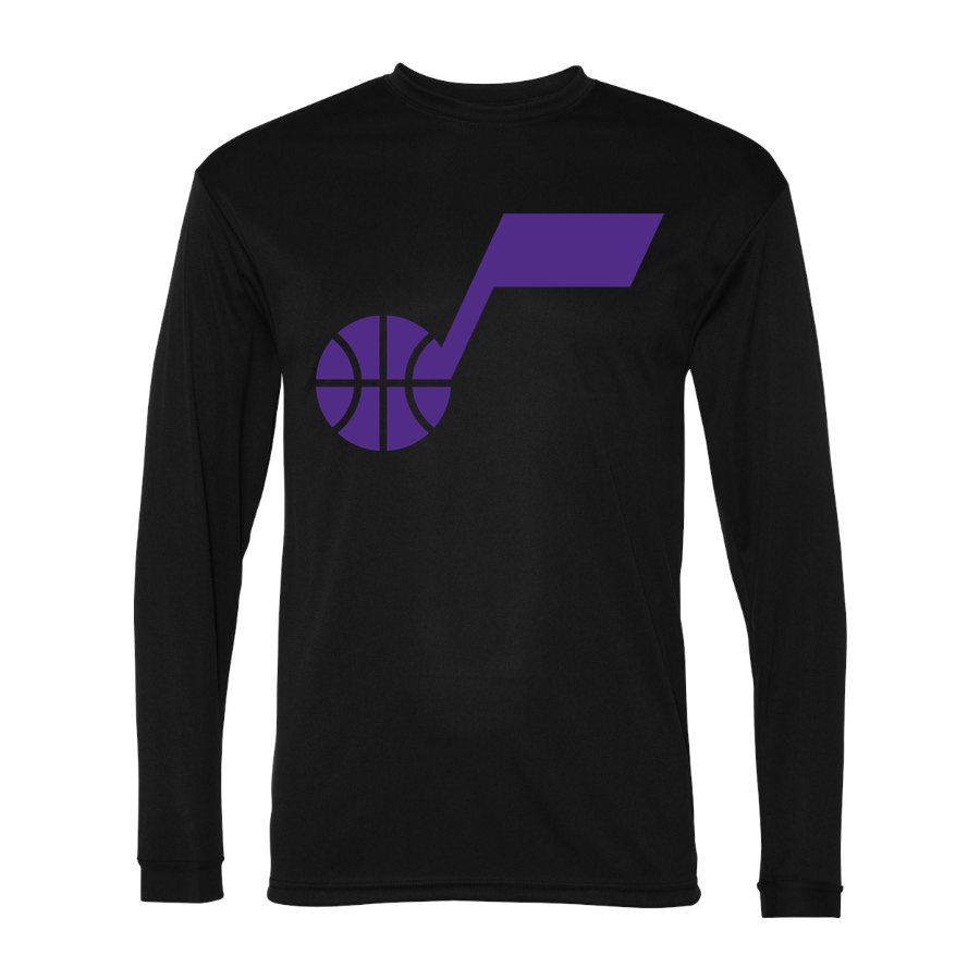 Men's Utah Jazz Polyester Long Sleeve T-Shirt - Black