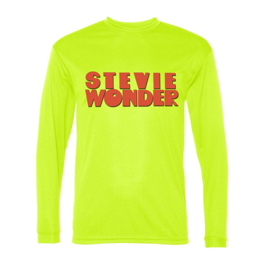 Men's Stevie Wonder Polyester Long Sleeve T-Shirt - Safety Yellow