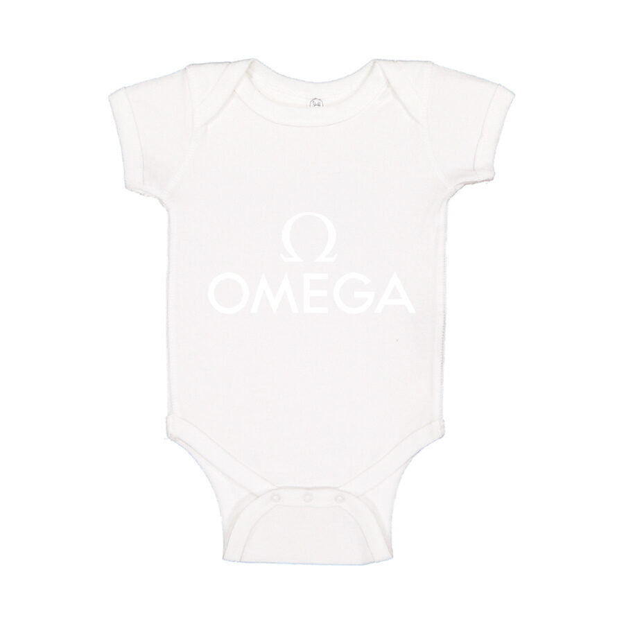 Omega White Logo Baby Romper Onesie - White