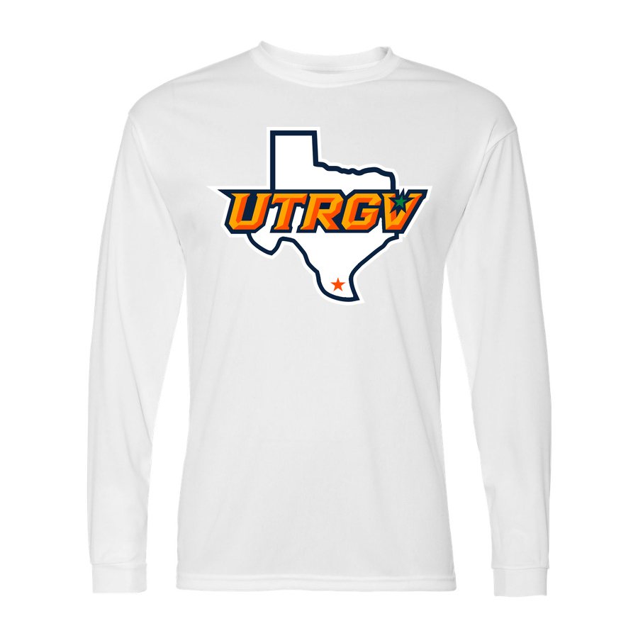 Men's UTRGV Vaqueros Polyester Long Sleeve T-Shirt - White