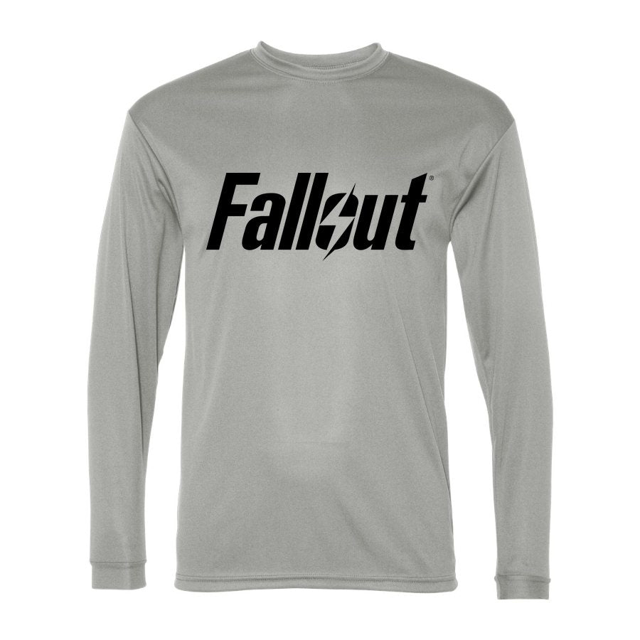 Men's Fallout Black Logo Polyester Long Sleeve T-Shirt - Silver