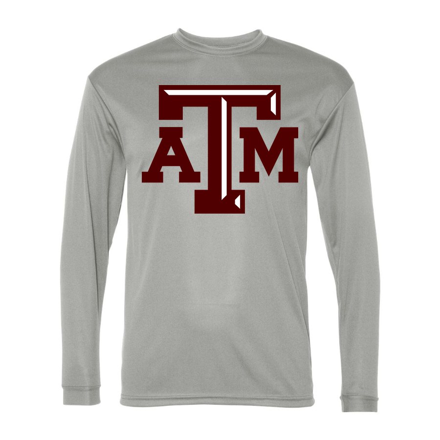 Men's Texas A&M University Polyester Long Sleeve T-Shirt - Silver