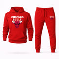 Chicago Bulls White Hoodie and Joggers Set - Red