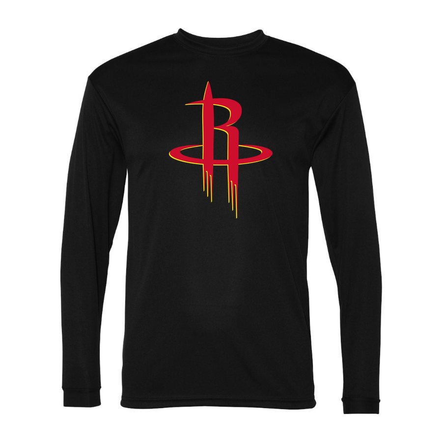 Men's Houston Rockets Polyester Long Sleeve T-Shirt - Black
