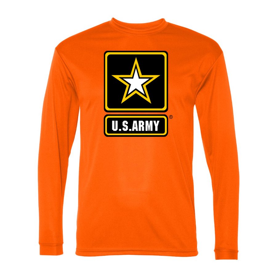 Men's U.S. Army Polyester Long Sleeve T-Shirt - Safety Orange