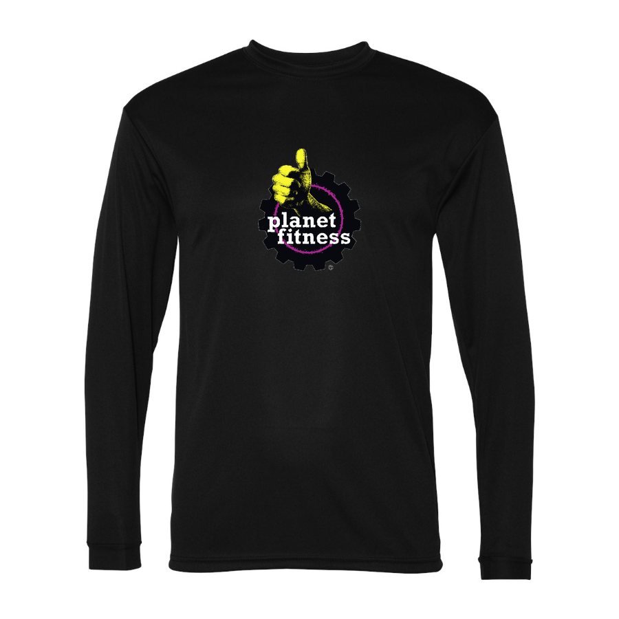 Men's Planet Fitness Polyester Long Sleeve T-Shirt - Black