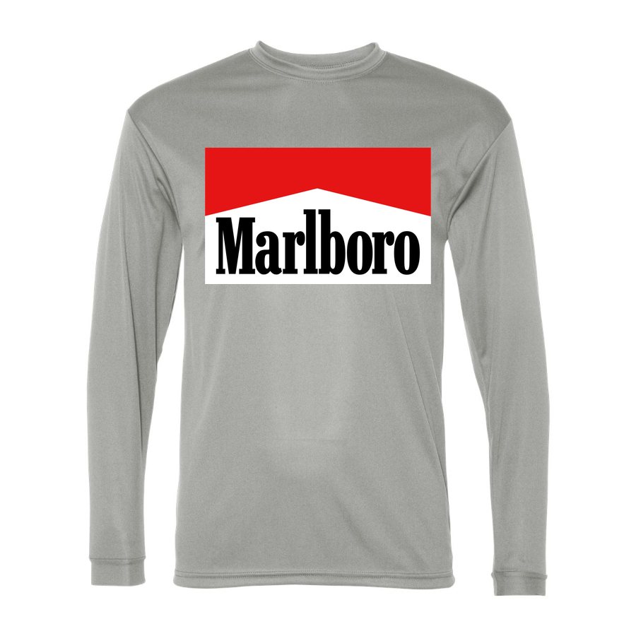 Men's Marlboro Polyester Long Sleeve T-Shirt - Silver