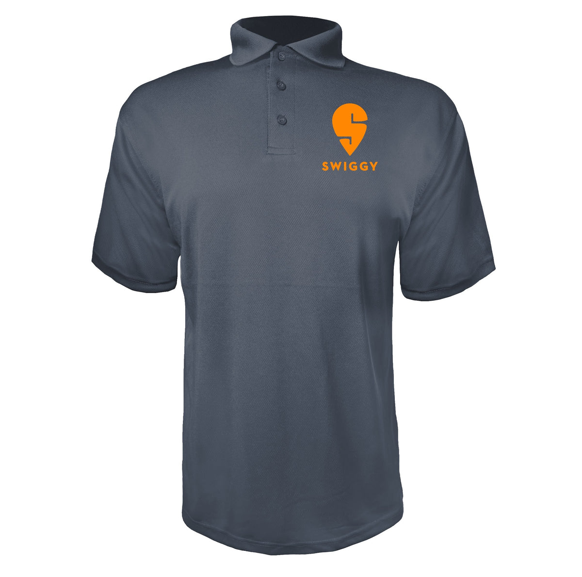 Swiggy men's polyester polo in Charcoal