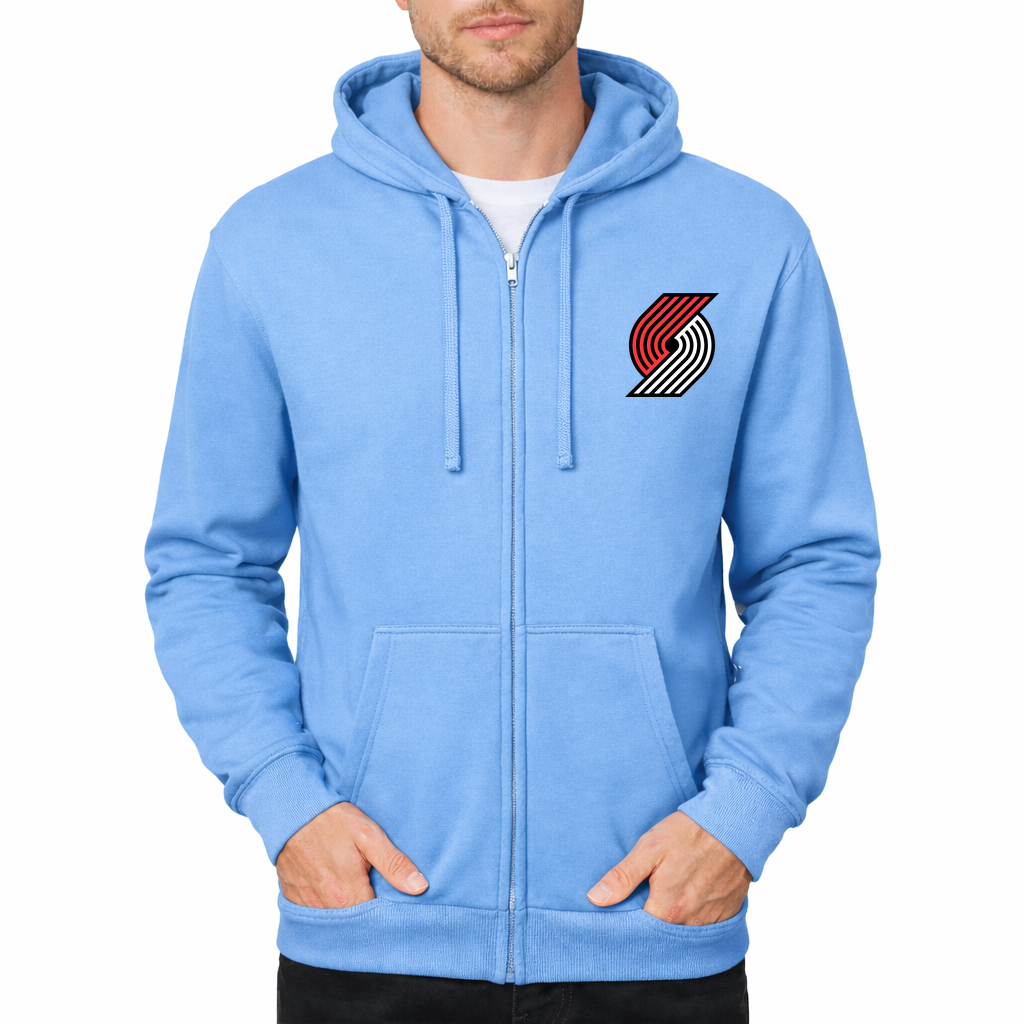 Men's Portland Trail Blazers Zipper Hoodie - Sky Blue