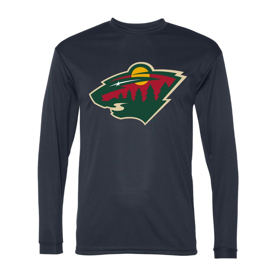 Men's Minnesota Wild Polyester Long Sleeve T-Shirt - Navy