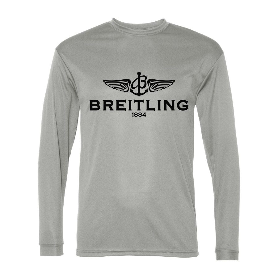 Men's Breitling 1 Polyester Long Sleeve T-Shirt - Silver