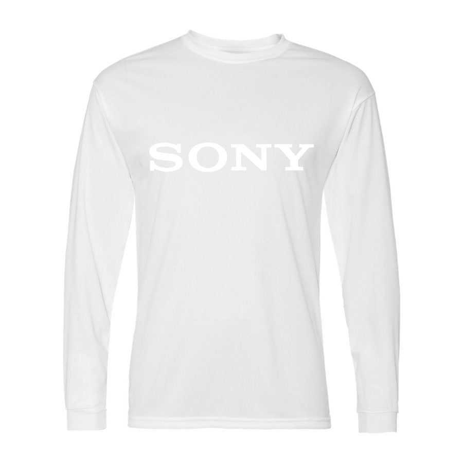 Men's Sony White Logo Polyester Long Sleeve T-Shirt - White