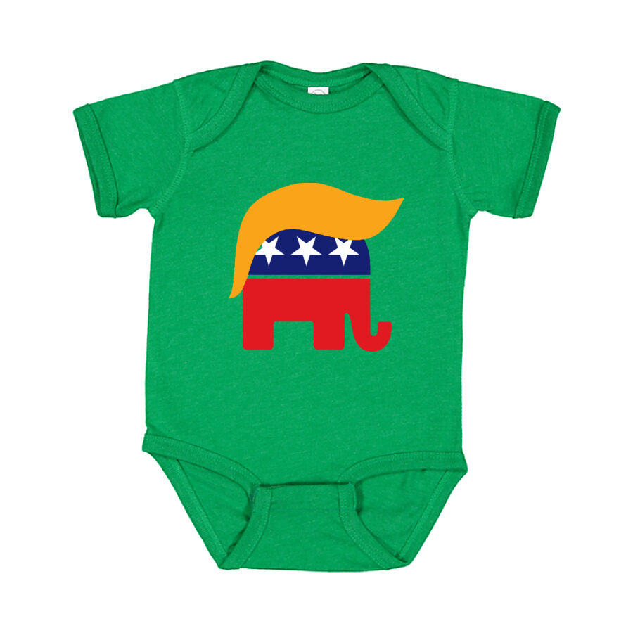 Donald Trump GOP Elephant Baby Romper Onesie - Green