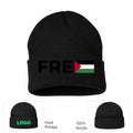 Free Palestine Black Black Beanie Hat