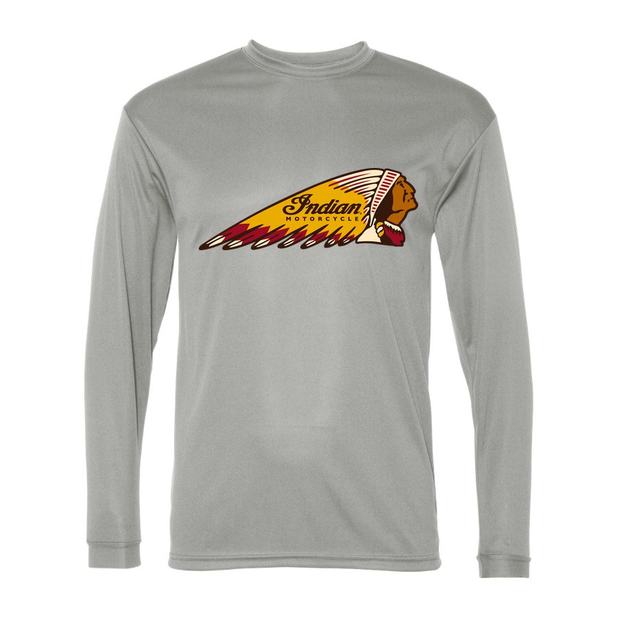 Men's Indian Motorcycle Polyester Long Sleeve T-Shirt - Silver