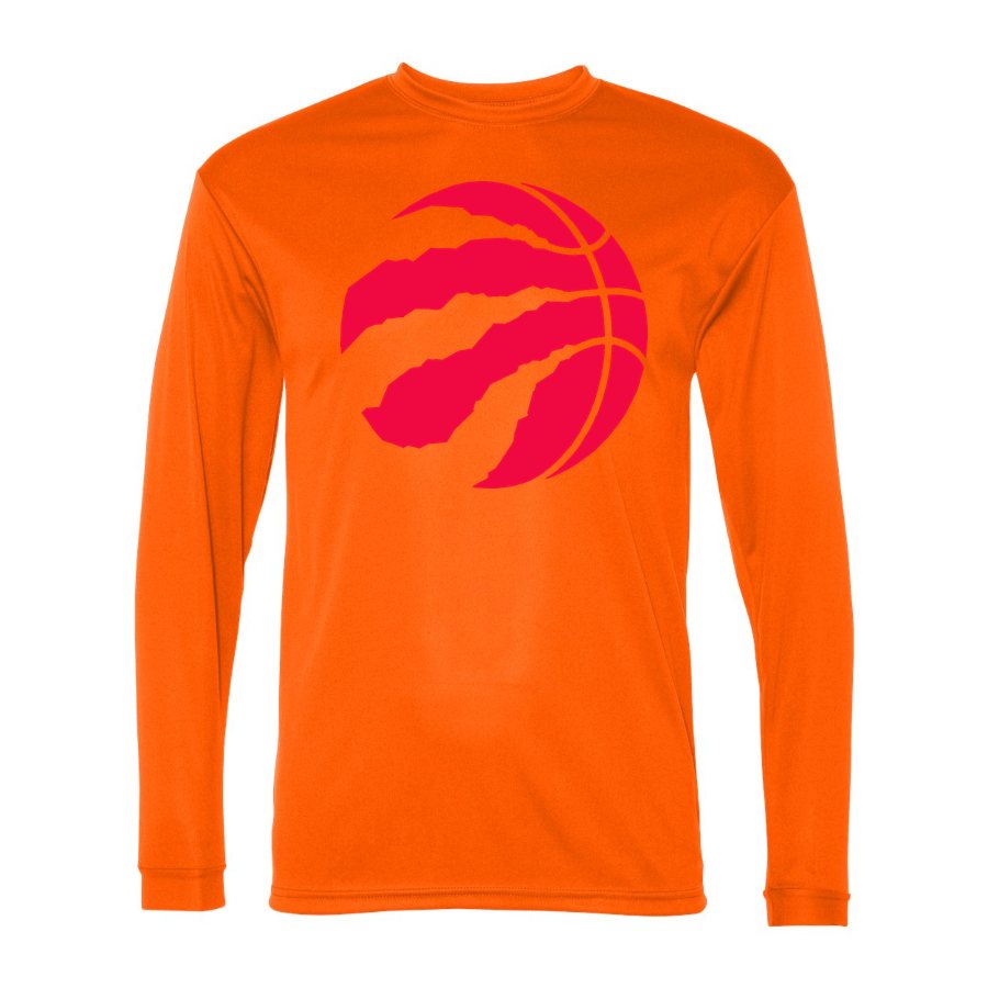 Men's Toronto Raptors Polyester Long Sleeve T-Shirt - Safety Orange