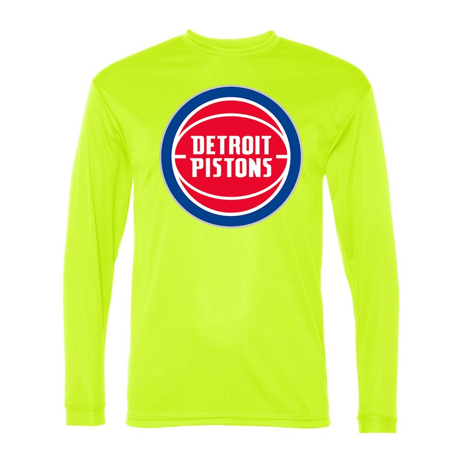 Men's Detroit Pistons Polyester Long Sleeve T-Shirt - Safety Yellow