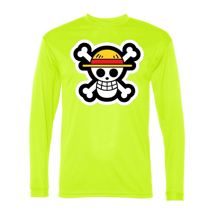 Men's Straw Hat Luffy Polyester Long Sleeve T-Shirt - Safety Yellow