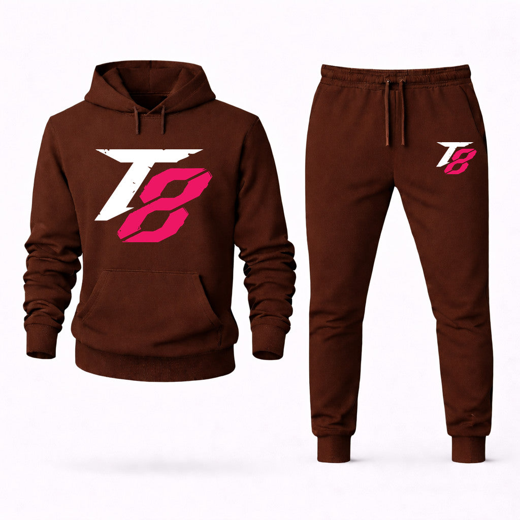 Tekken 8 White Hoodie and Joggers Set - Brown