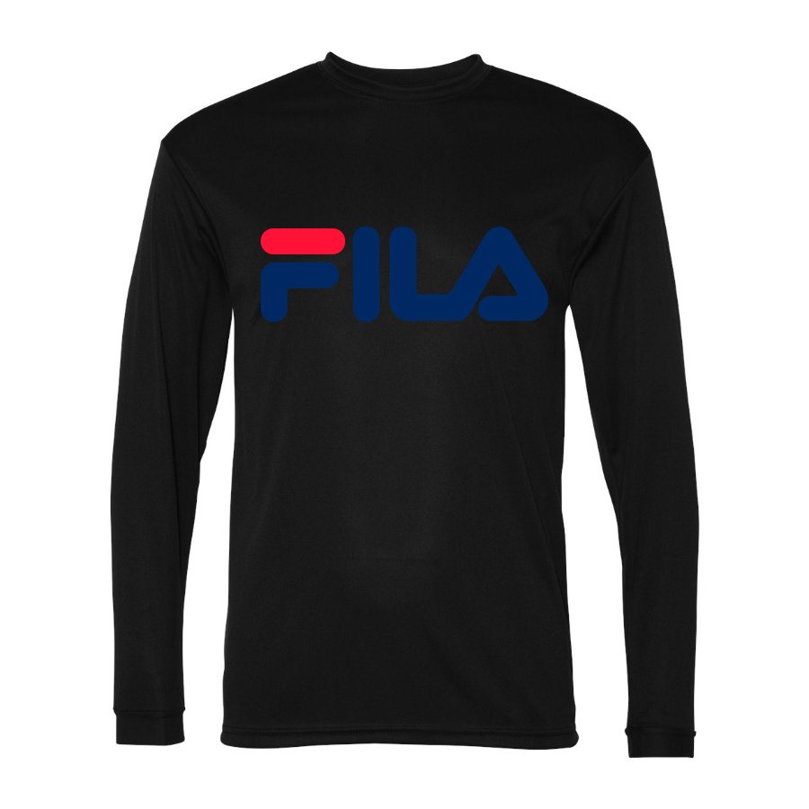 Men's Fila Polyester Long Sleeve T-Shirt - Black