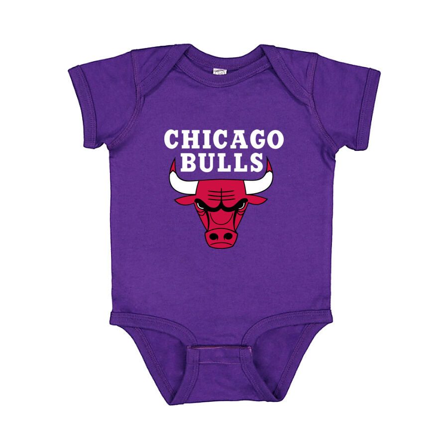 Chicago Bulls White Logo Baby Romper Onesie - Purple