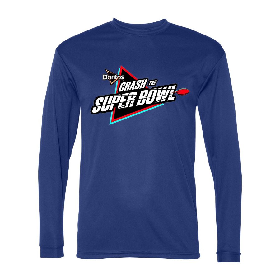 Men's Crash the Super Bowl Polyester Long Sleeve T-Shirt - Royal Blue