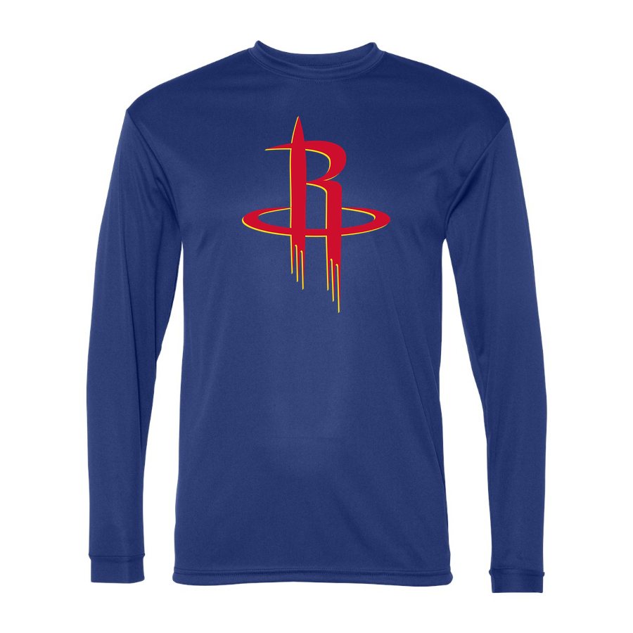 Men's Houston Rockets Polyester Long Sleeve T-Shirt - Royal Blue