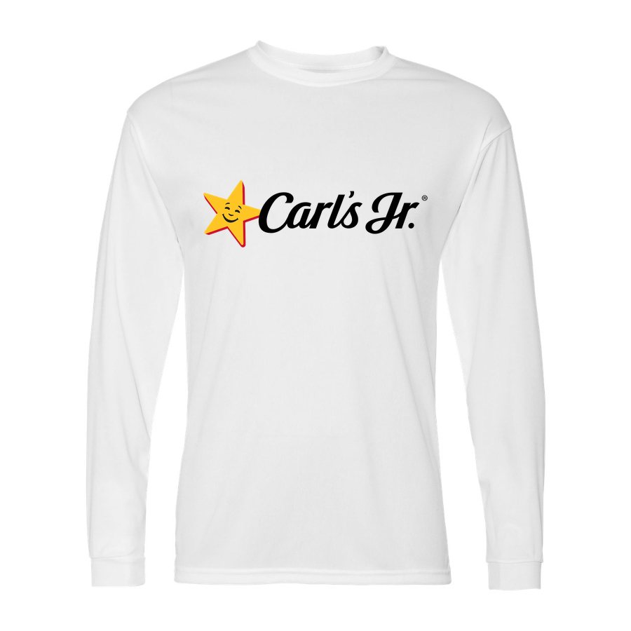 Men's Carl's Jr. Polyester Long Sleeve T-Shirt - White