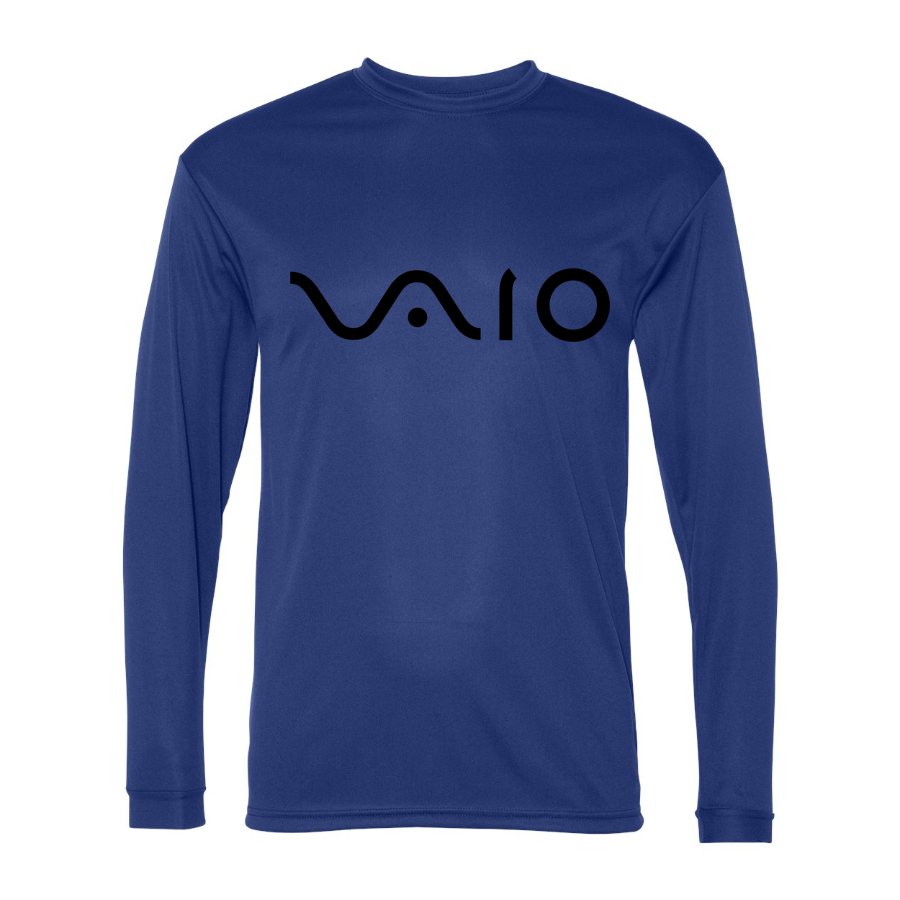 Men's Sony VAIO Black Logo Polyester Long Sleeve T-Shirt - Royal Blue