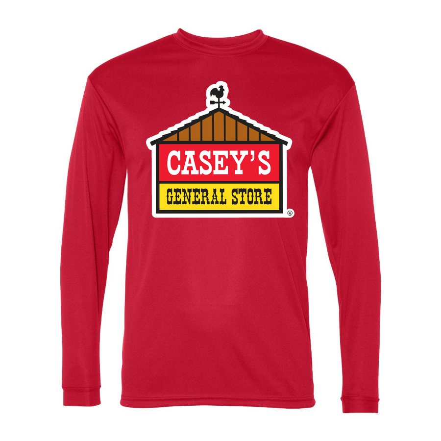 Men's Caseys General Stores Polyester Long Sleeve T-Shirt - Red