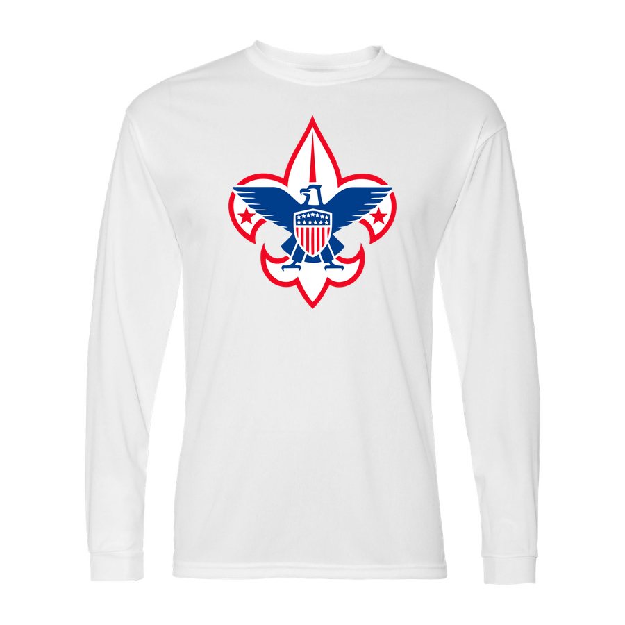 Men's Boy Scout Polyester Long Sleeve T-Shirt - White