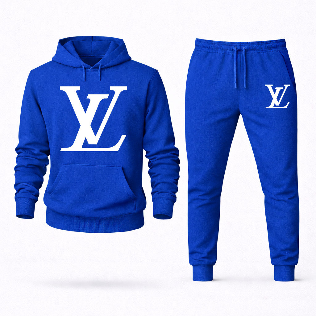 Louis Vuitton White Hoodie and Joggers Set - Blue