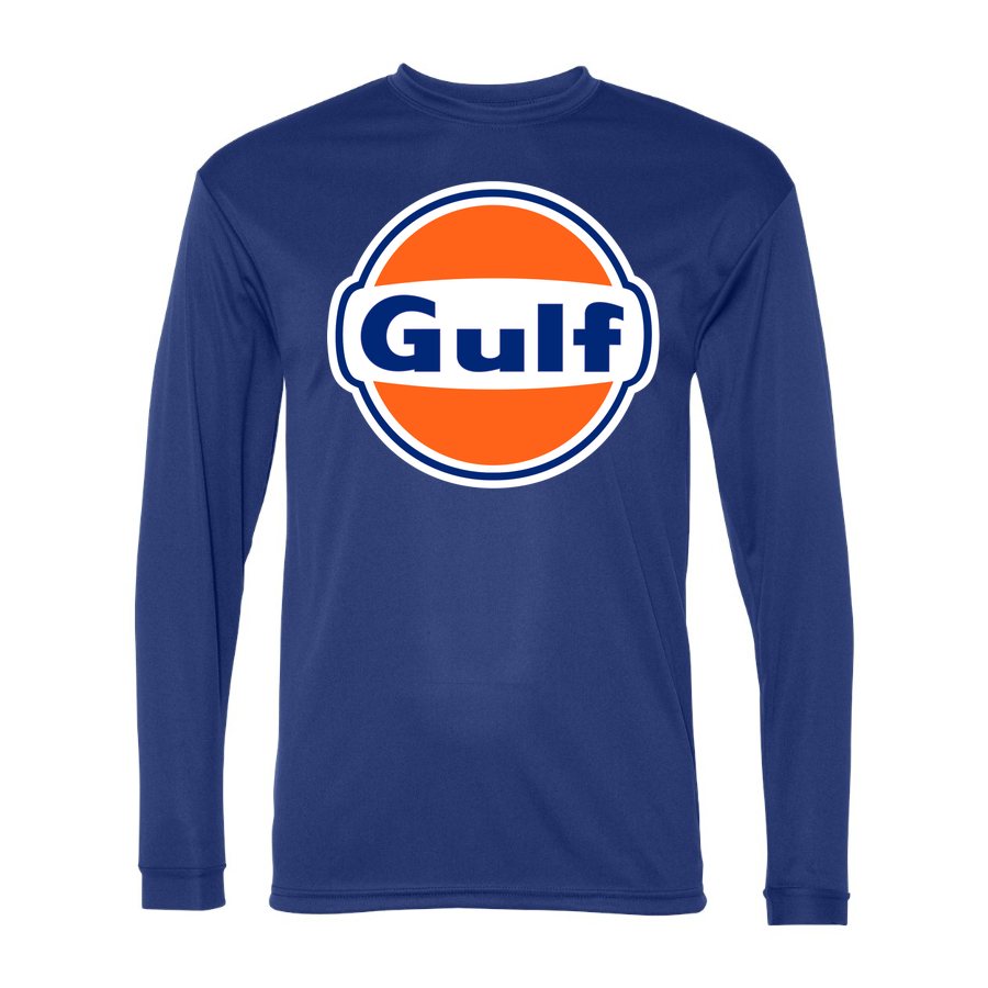 Men's Gulf Oil Polyester Long Sleeve T-Shirt - Royal Blue