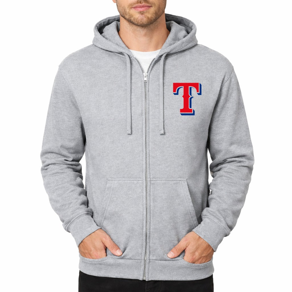 Men's Texas Rangers Zipper Hoodie - Gray