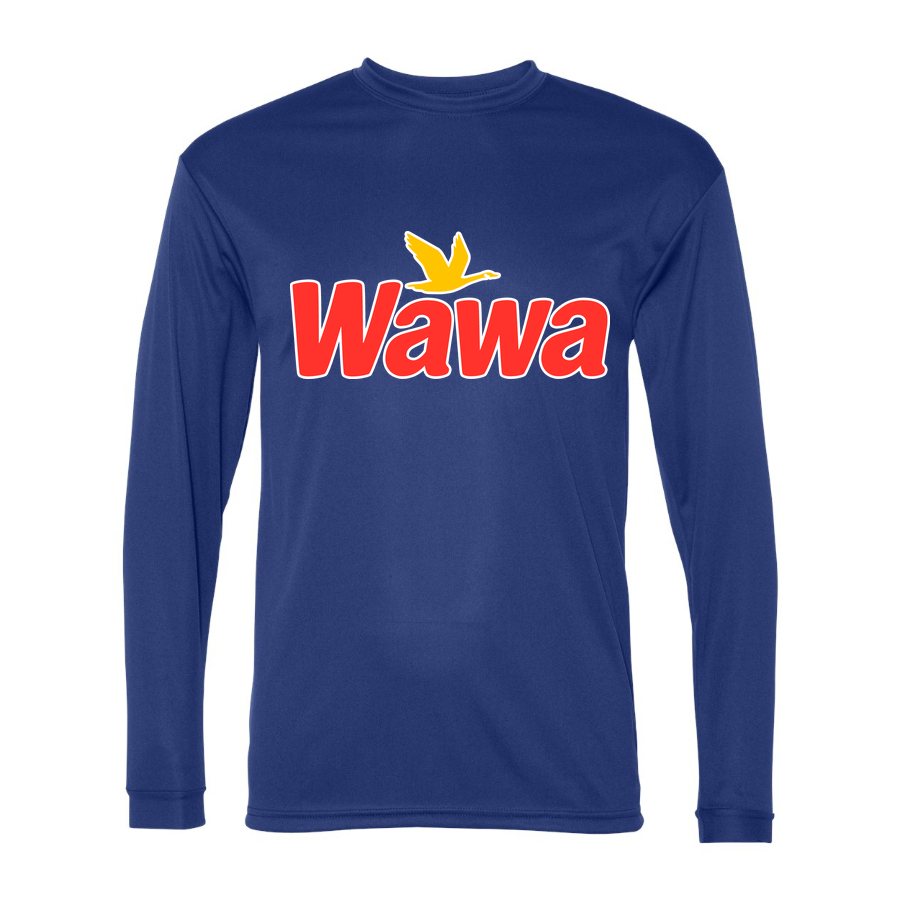 Men's Wawa Gas Station Polyester Long Sleeve T-Shirt - Royal Blue