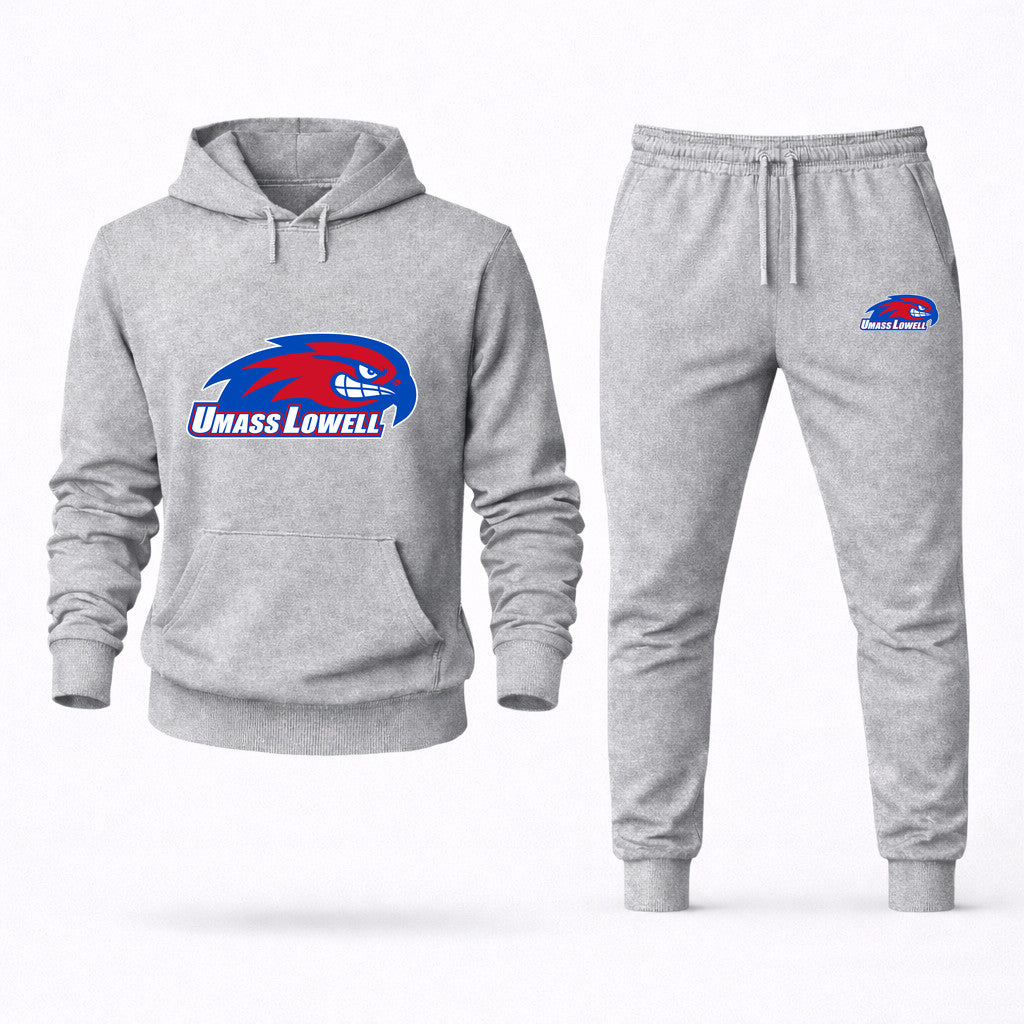 UMass Lowell River Hawks Hoodie and Joggers Set - Grey
