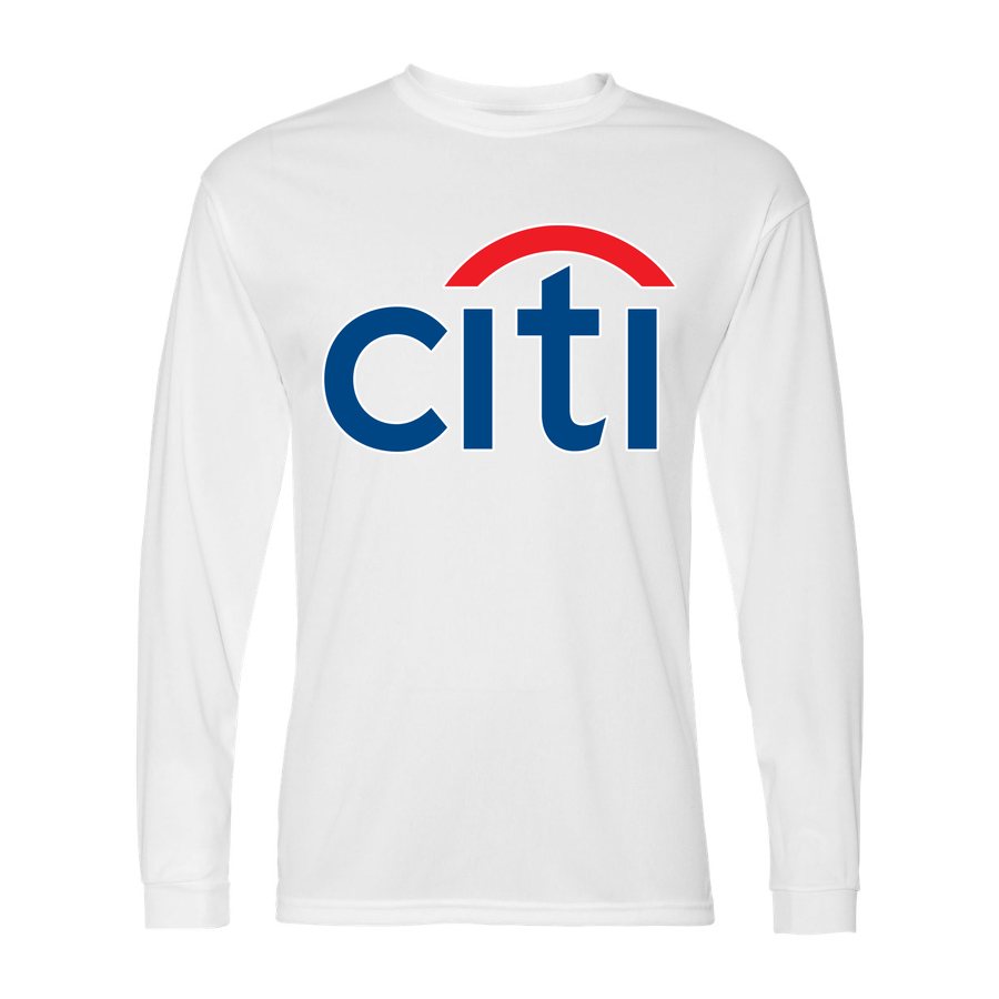 Men's citi bank Polyester Long Sleeve T-Shirt - White