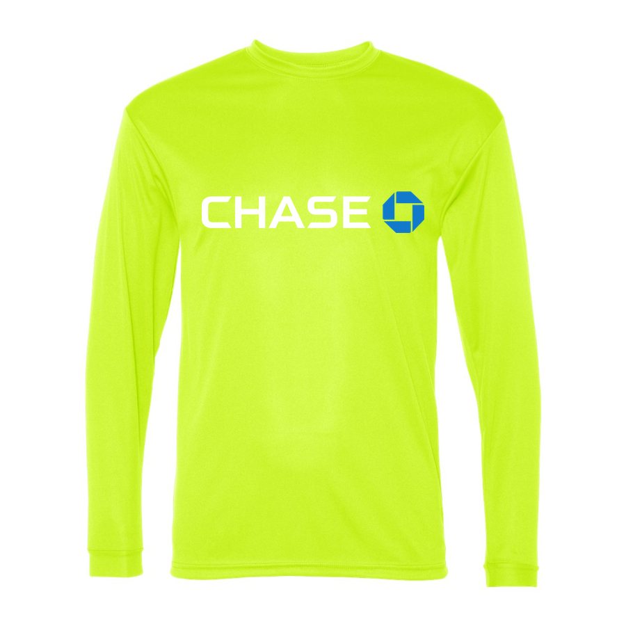 Men's Chase White Logo Polyester Long Sleeve T-Shirt - Safety Yellow
