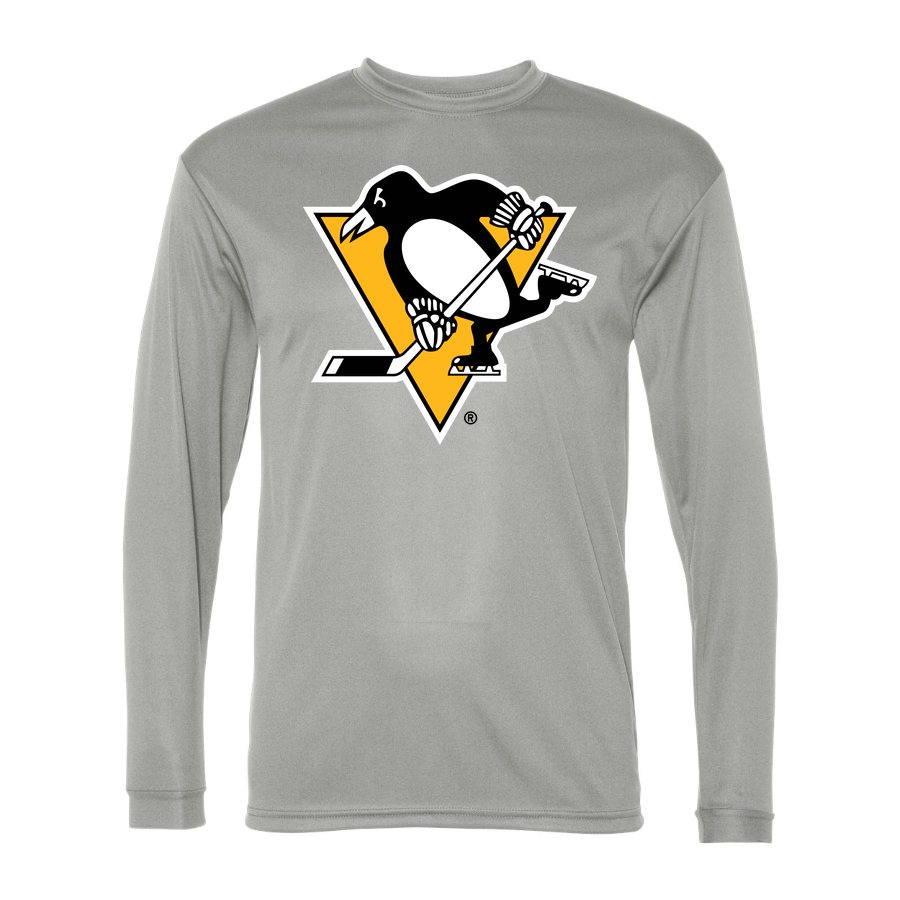 Men's Pittsburgh Penguins Polyester Long Sleeve T-Shirt - Silver