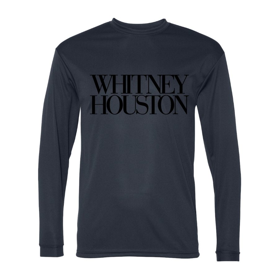 Men's Whitney Houston Polyester Long Sleeve T-Shirt - Navy