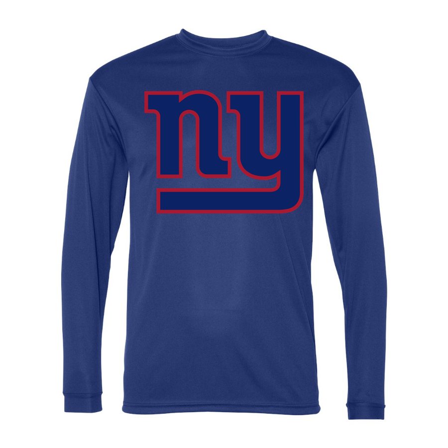 Men's New York Giants Polyester Long Sleeve T-Shirt - Royal Blue