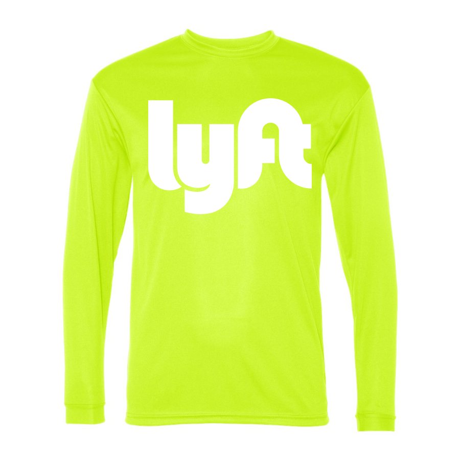 Men's Lyft White Logo Polyester Long Sleeve T-Shirt - Safety Yellow