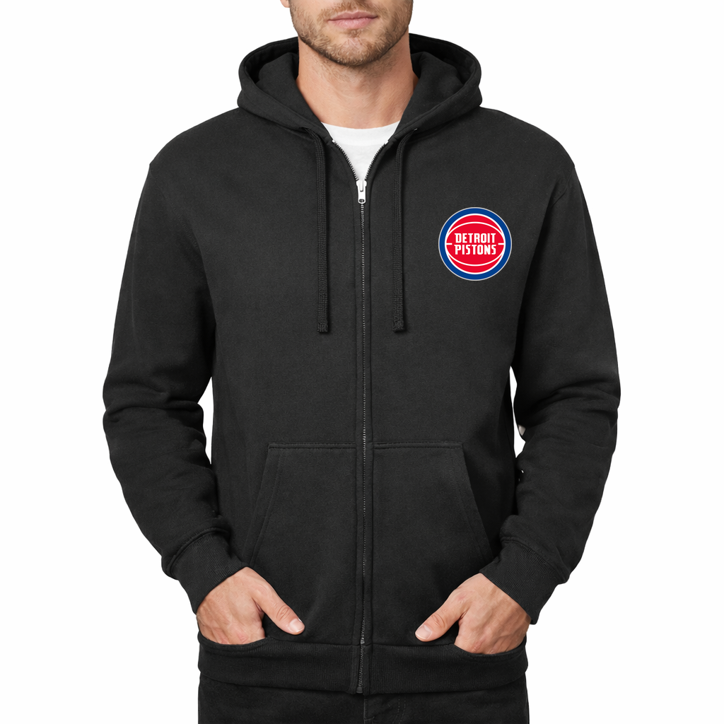 Men's Detroit Pistons Zipper Hoodie - Black