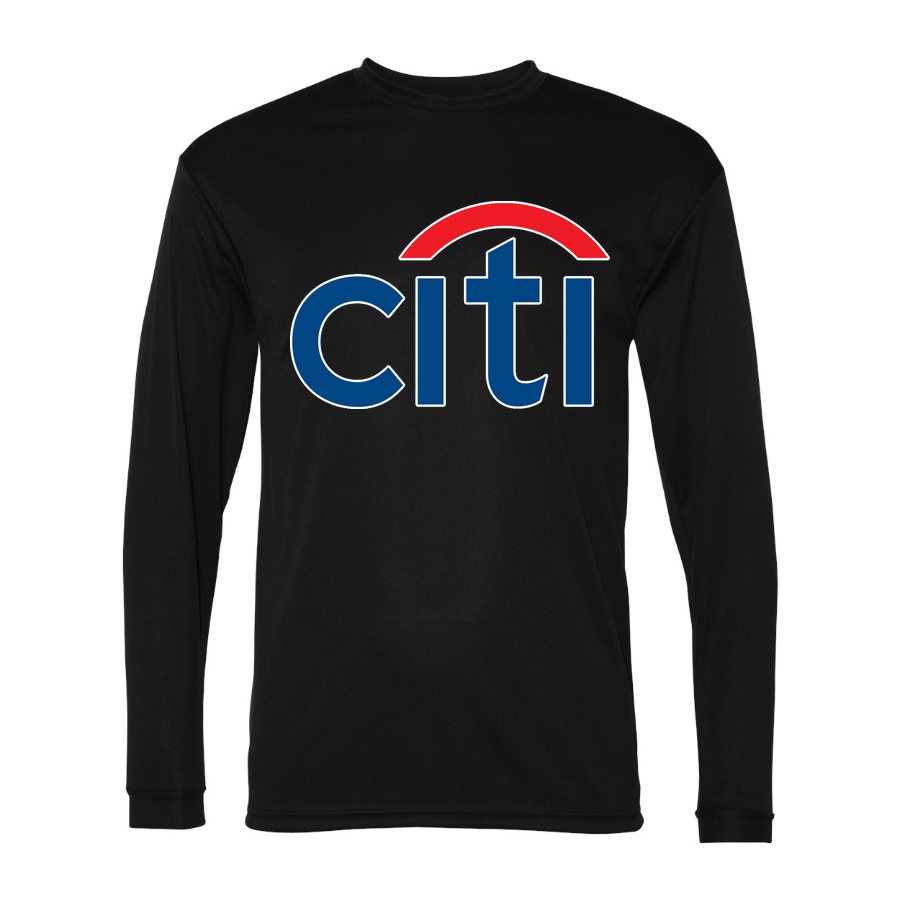 Men's citi bank Polyester Long Sleeve T-Shirt - Black