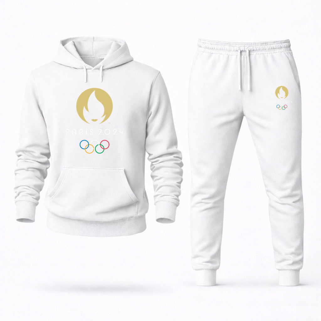 Paris 2024 Olympics White Hoodie and Joggers Set - White
