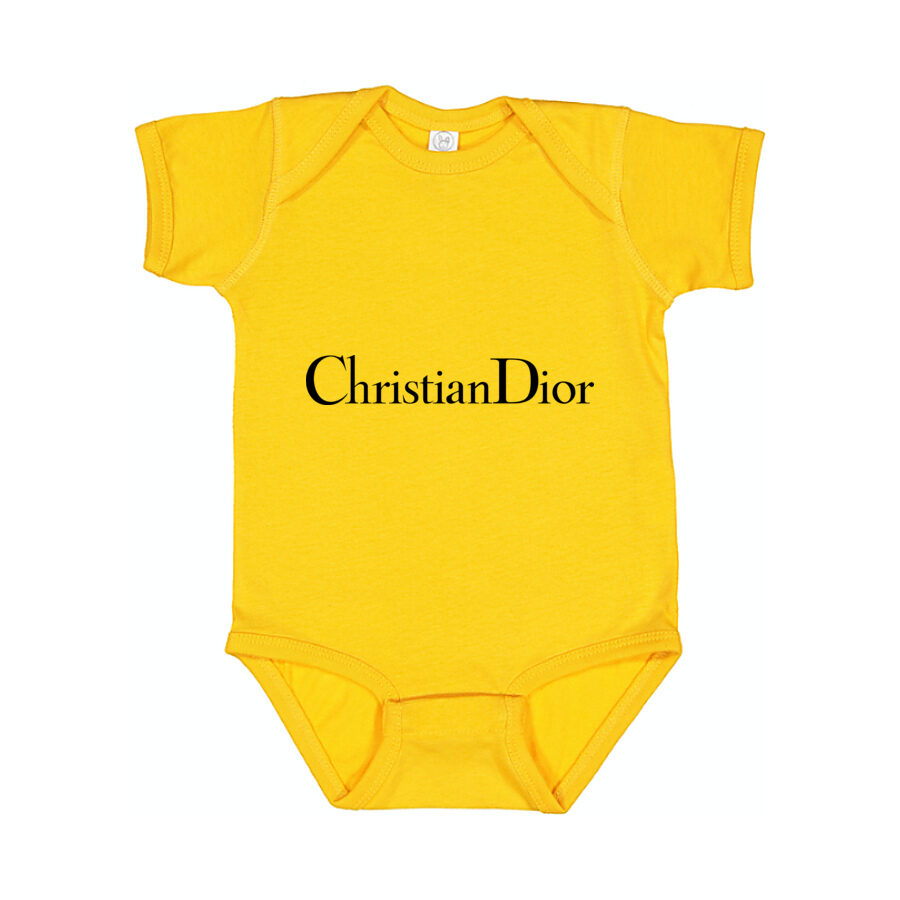 Dior Black Logo Baby Romper Onesie - Yellow