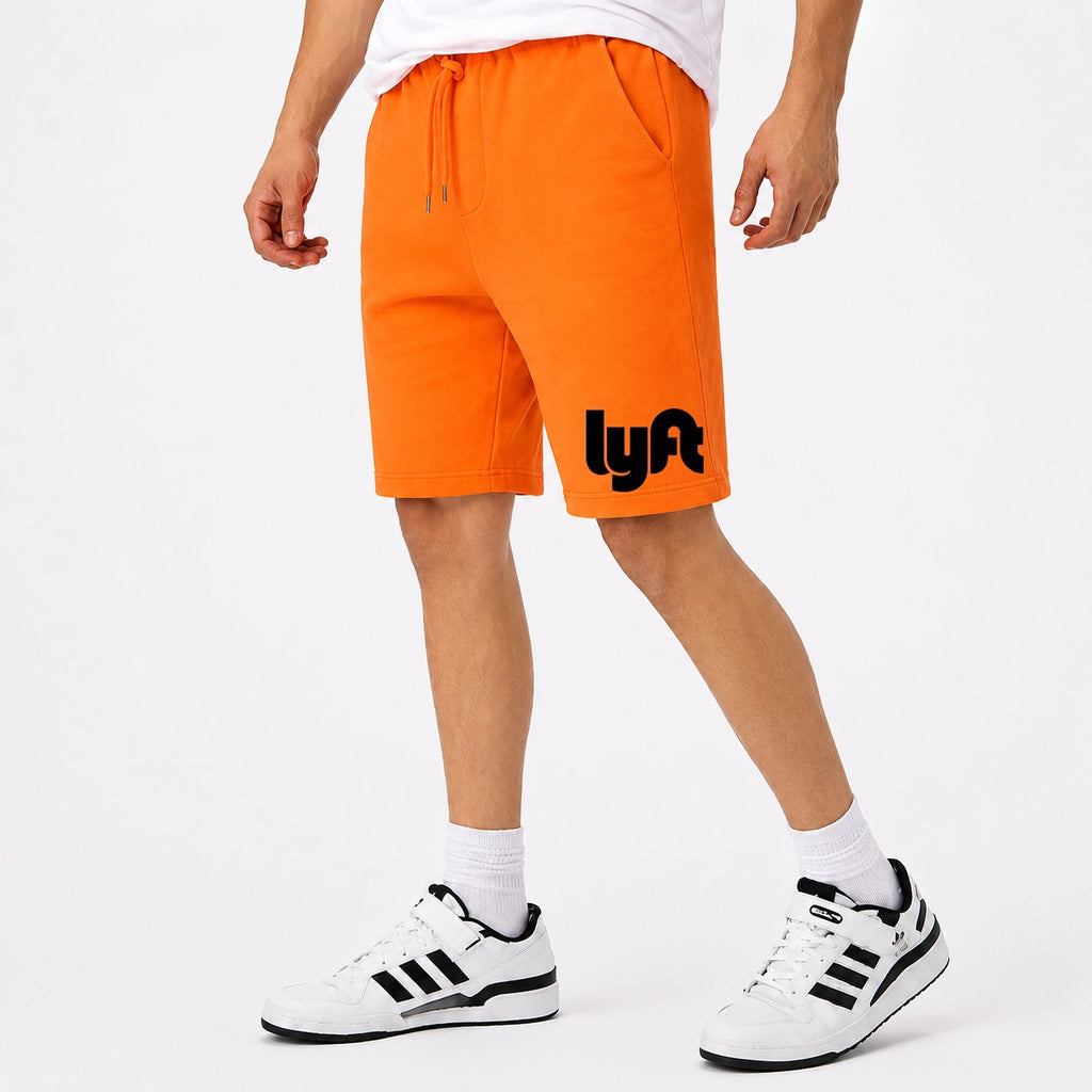 Men's Lyft Black Cotton Shorts - Orange