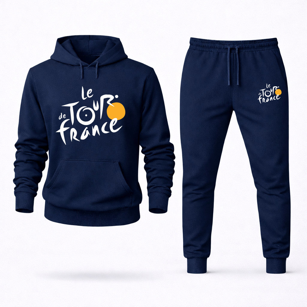 Tour de France White Hoodie and Joggers Set - Navy