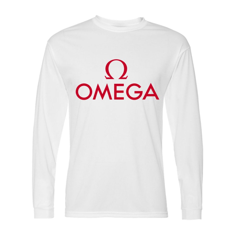 Men's Omega Polyester Long Sleeve T-Shirt - White